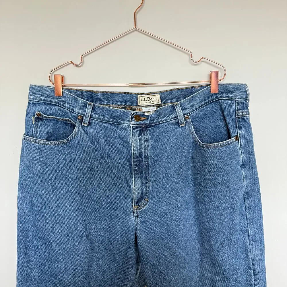 LL Bean Jeans Mens 42x29 Denim Flannel Lined Straight Leg Barn Country Outdoor